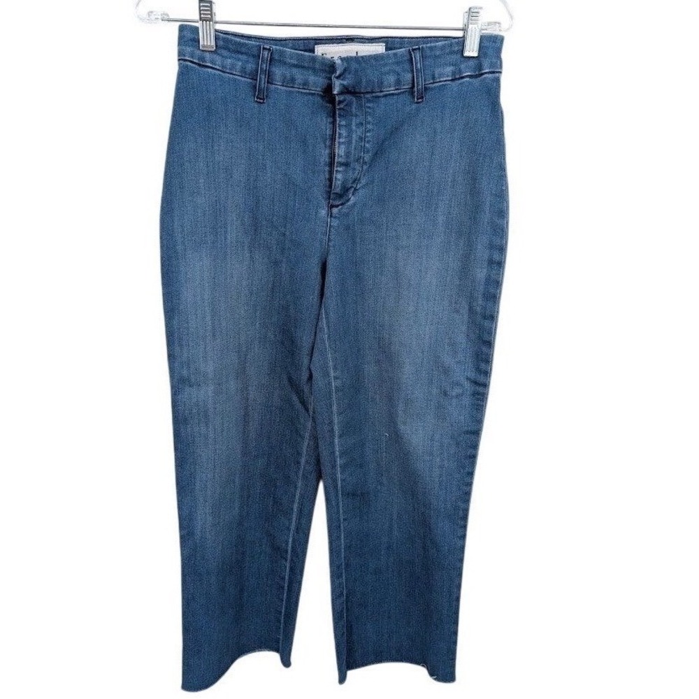 Frank & Eileen Kinsale Crop Wide Leg Jeans Womens Size 6 Blue Raw Hem